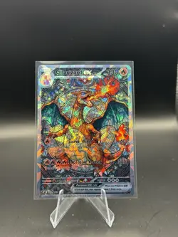 Charizard ex Stained-Glass Pattern Card Fractal-Glass Holographic ART CART - Image 1