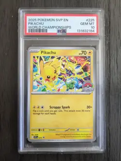 Pokemon Pikachu SVP 225 World Championships 2025 English PSA 10 - Image 1