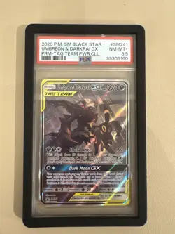 2020 POKEMON BLACK STAR PROMO #SM241 UMBREON DARKRAI GX HOLO TAG TEAM PSA 8.5 - Image 1