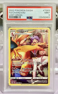 2022 POKEMON SWORD & SHIELD LOST ORIGIN #TG03 FULL ART/CHARIZARD PSA 9 - Image 1