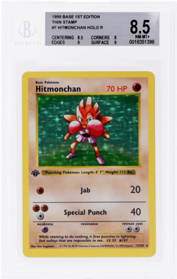 1999 Pokemon Base Set Hitmonchan Holo 1st Edition #7 BGS 8.5 - Image 1