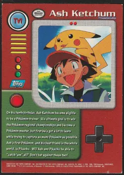 topps Pokemon TV Animation Edition Series 1 Holo Foil TV1 Ash Ketchum - Image 2