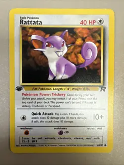 1st Edition Rattata - Team Rocket - #66/82 - Vintage Pokemon Card 2000 WOTC - Image 1