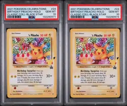 2 PSA 10 2021 Pokemon Birthday Pikachu Holo Celebrations Classic Collection 24 - Image 1