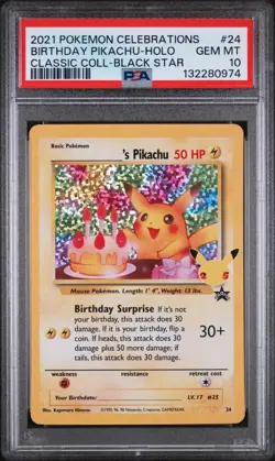 2 PSA 10 2021 Pokemon Birthday Pikachu Holo Celebrations Classic Collection 24 - Image 4