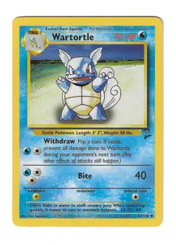 Wartortle (63/130) Base Set 2 WotC 2000 Pokemon Card NM Vintage TCG - Image 1