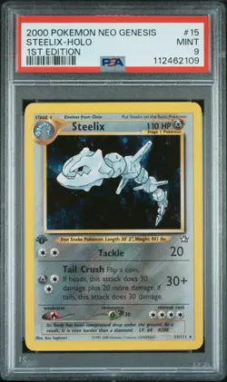 Pokemon 1st Edition Steelix 15/111 PSA 9 Mint Neo Genesis Holo Rare Vintage - Image 1