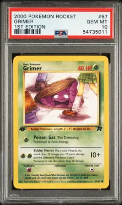 2000 POKEMON ROCKET 1ST ED #57 GRIMER PSA 10 - Image 1