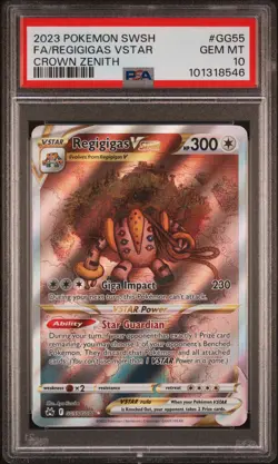 2023 POKEMON SWORD & SHIELD CROWN ZENITH #GG55 FULL ART/REGIGIGAS VSTAR PSA 10 - Image 1