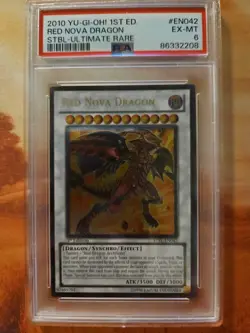 YUGIOH Red Nova Dragon Ultimate Rare (UTR) 1st Edition STBL-EN042 PSA 6 - Image 1