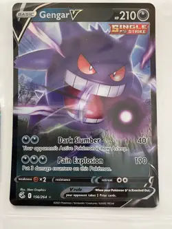 GENGAR V 156/264 Fusion Strike Full Art Single Strike Pokemon Card Pack Fresh - Image 1