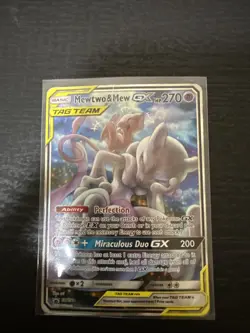 Mewtwo & Mew GX SM191 Black Star Promo Full Art Holo Pokemon Card DMG - Image 1