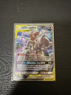 Mewtwo & Mew GX SM191 Black Star Promo Full Art Holo Pokemon Card DMG - Image 3