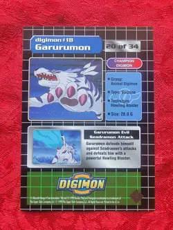 Digimon Trading Card Animated Series 1 Garurumon 20 of 34 Exclusive - Image 2