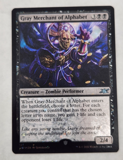 MTG Gray Merchant of Alphabet Unfinity 361 Galaxy Foil Uncommon NM - Image 1