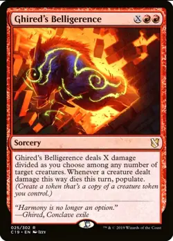 X 1 Ghired's Belligerence NM Commander M19 MTG Magic The Gathering - Image 1