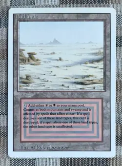 1994 Badlands Magic the Gathering Revised Edition Dual Land LP - Image 1