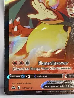 Pokemon TCG Lance's Charizard V SWSH Black Star Promos SWSH133 Holo Promo - Image 3
