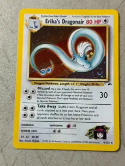 Pokemon TCG Erika's Dragonair Gym Heroes 4/132 Holo Unlimited NM/MT SWIRL Card - Image 1