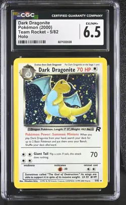 CGC 6.5 Dark Dragonite 2000 Team Rocket 5/82 Holo Pokemon Card - Image 1