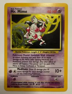 Mr. Mime - 6/64 Holo Rare Pokemon Card - Error Card - Image 1