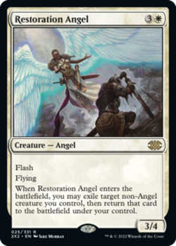 MTG Restoration Angel - Foil, Double Masters 2022, Lightly Played, English - Image 1