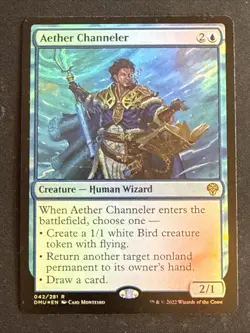 1x Foil Aether Channeler (042) Dominaria United LP MTG Magic the Gathering x1 - Image 1