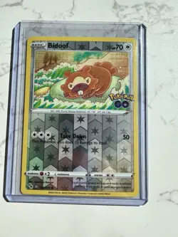 Pokemon TCG Bidoof (Peelable Ditto) 059/078 Pokemon GO Reverse Holo Rare NM - Image 1