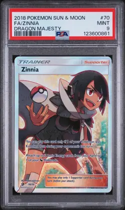 PSA 9 Pokemon Dragon Majesty Zinnia Full Art Trainer 70 MINT - Image 1