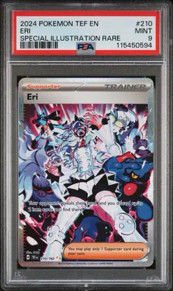 2024 POKEMON TEF EN-TEMPORAL FORCES SPECIAL ILLUSTRATION RARE #210 ERI PSA 9 - Image 1
