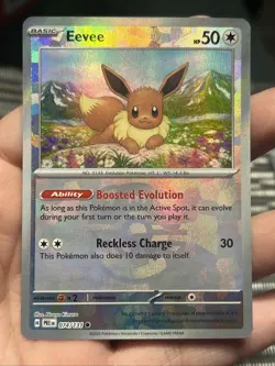 Pokemon TCG Prismatic Evolutions Eevee Master Ball Reverse Holo Card 074/131 - Image 1