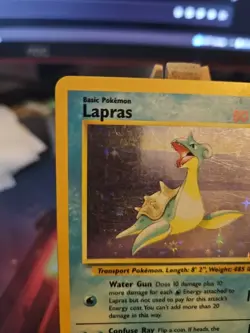 Pokemon TCG Lapras Fossil Holo Unlimited Rare Card 10/62 Vintage MP - Image 2