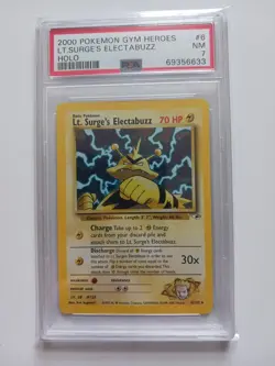 PSA 7 Lt. Surge's Electabuzz Pokemon Card Holo WOTC 6/132 Gym Heroes Set Rare NM - Image 3