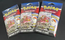 Pokemon 25 Card Pack 1 Foil Guaranteed NEW SEALED Lot Of 3 Packs Sealed Mint - Image 1