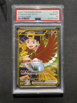 Pokemon 2025 SV Destined Rivals Ethan's Ho-Oh EX Hyper Rare Card #239/182 PSA 10 - Image 1