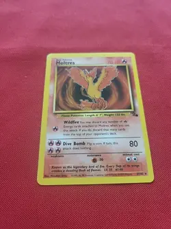 Pokemon: Moltres #27/62 Fossil Set Non Holo Vintage 1999 WOTC - LP - I32 - Image 3
