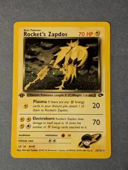 Pokemon TCG Rocket's Zapdos 1st Edition Holo Rare Gym Challenge 15/132 - Image 1