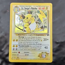 Lt. Surge's Raichu 11/132 Holo Rare Gym Challenge WOTC Pokemon TCG HP Crease? - Image 1