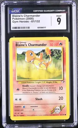 CGC 9 MINT Blaine's Charmander 2000 Gym Heroes 61/132 Pokemon Card - Image 1
