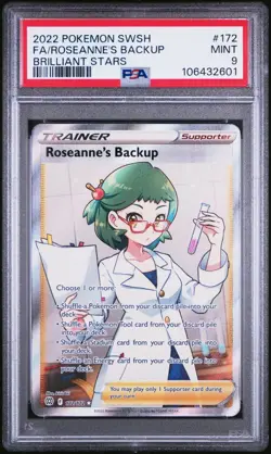 PSA 9 MINT Roseanne's Backup Full Art 172/172 SWSH Brilliant Stars Pokemon Card - Image 1