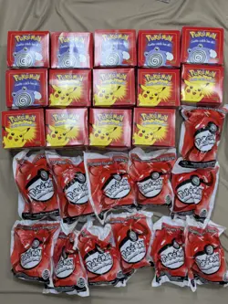 Huge Lot Sealed 1999 Pokemon Burger King 23K Gold Plated Cards and Sealed Toys - Image 1