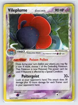 Vileplume Delta Species 17/110 2006 EX Holon Phantoms Pokemon Card Holo Rare Hp - Image 1