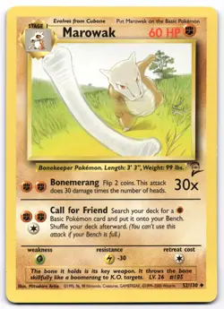 Marowak 052/130 Base Set 2 Pokemon Card Vintage WOTC | LP - Image 1
