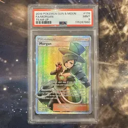 Pokemon Morgan 178/181 Full Art Trainer Ultra Rare Holo SM Team Up PSA 9 Mint - Image 1