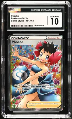CGC 10 GEM MINT Phoebe 161/163 SWSH Battle Styles Full Art Holo Pokemon psa bgs - Image 1