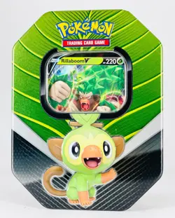 Pokemon TCG: Galar Partner Tin Rillaboom V 4 Booster Packs - Image 1