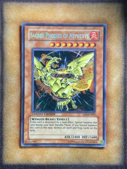 Yugioh Sacred Phoenix of Nephthys EEN-ENSE3 Secret Rare Limited Edition LP - Image 1