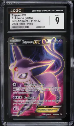 CGC 9 Espeon EX Full Art Breakpoint 2016 Pokemon Card #117 - Image 1