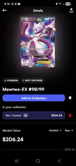 Pokemon Mewtwo EX TCG Full Art Ultra Rare Holo Card Next Destinities 98/99 - Image 5