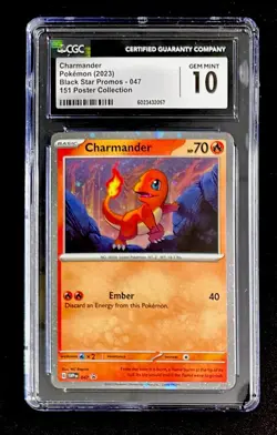 CGC 10 Charmander #047 Swirl Cosmos Holo 151 Black Star Promo Pokemon Card - Image 1